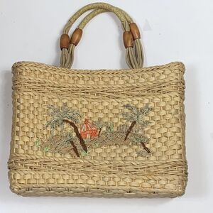 Vintage Handmade Straw Women Beach Handbag